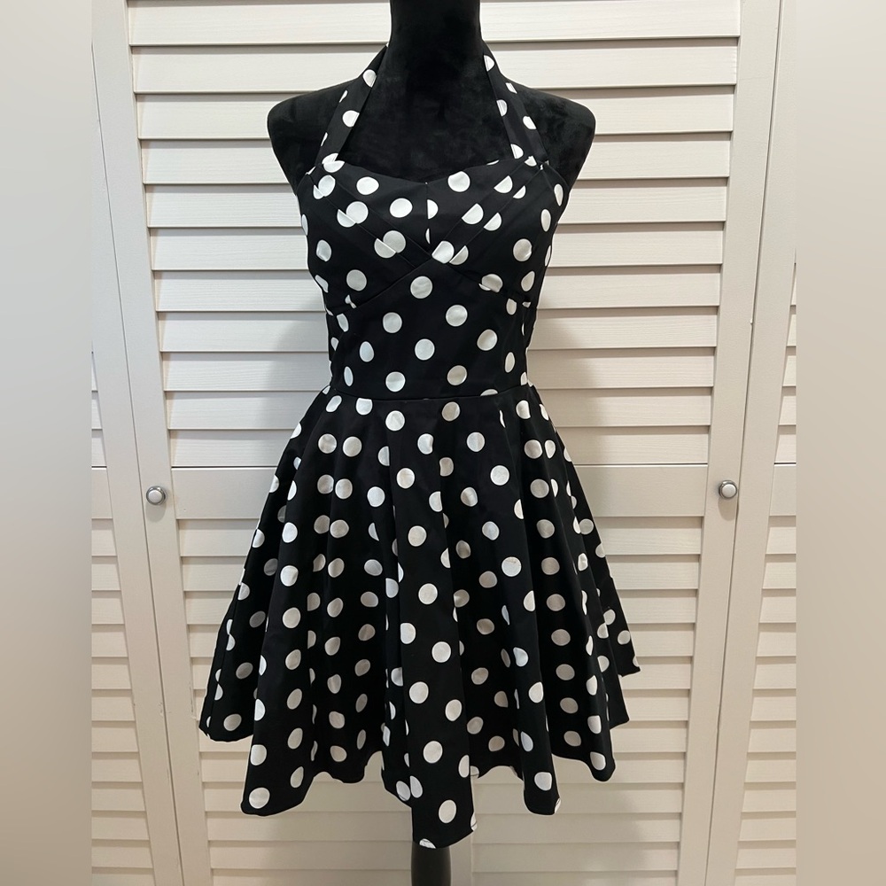 EUC Vintage Polka dot dress 1950s Halter Retro Sz L